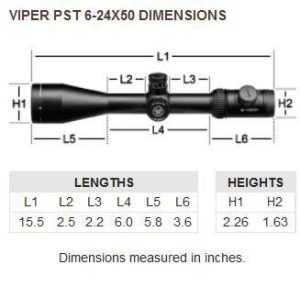 Vortex Viper PST 6-24x50 Dimensions